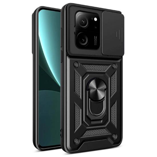 Xiaomi Uyumlu  Mi 13T Pro Kılıf Magnetik Standlı Kamera Korumalı Zore Sürgülü Vega Kapak