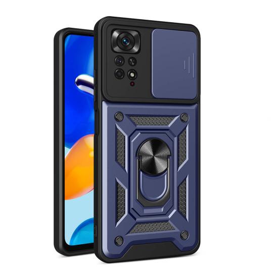 Xiaomi Uyumlu  Redmi Note 11 Pro 4G Kılıf Magnetik Standlı Kamera Korumalı Zore Sürgülü Vega Kapak