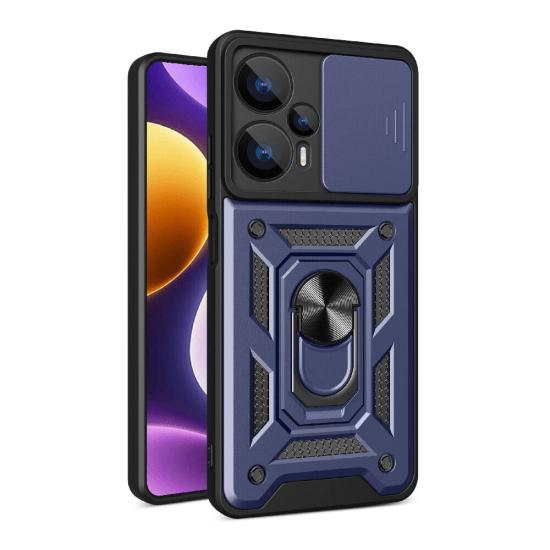 Xiaomi Uyumlu  Poco F5 Kılıf Magnetik Standlı Kamera Korumalı Zore Sürgülü Vega Kapak