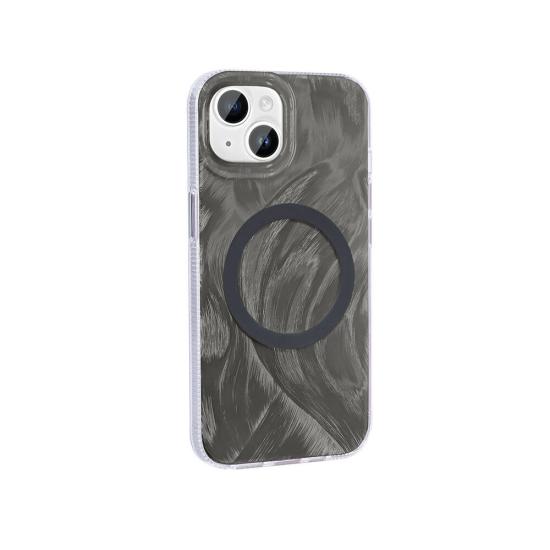 iPhone Uyumlu 13 Kılıf M-safe Şarj Özellikli Fırça Boya Desenli Zore Palet Kapak