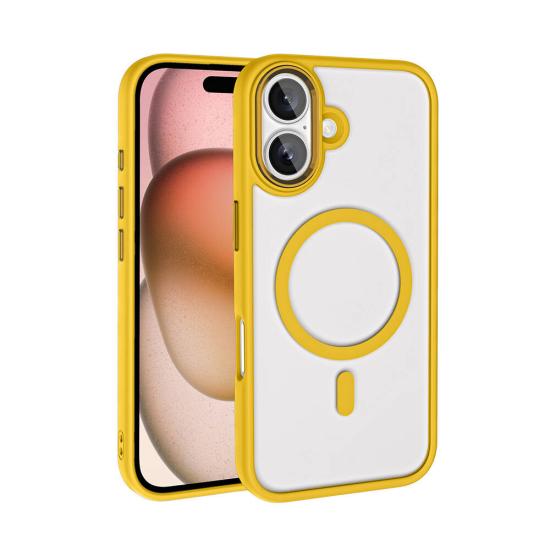 iPhone Uyumlu 16 Plus Kılıf Wireless Şarj Özellikli Zore Krom M-safe Silikon Kapak