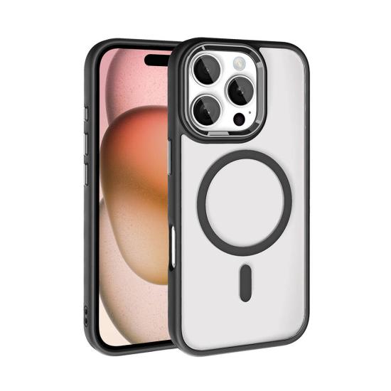 iPhone Uyumlu 16 Pro Max Kılıf Wireless Şarj Özellikli Zore Krom M-safe Silikon Kapak