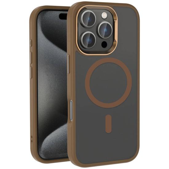 iPhone Uyumlu 16 Pro Kılıf M-safe Şarj Özellikli Parlak Kamera Çerçeveli Zore Kost Kapak