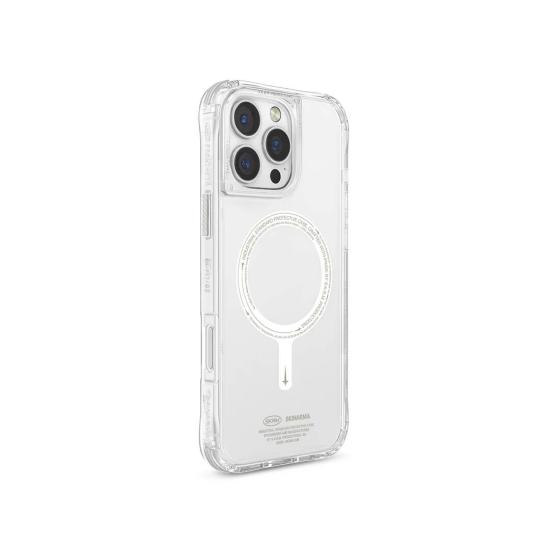 iPhone Uyumlu 16 Pro Kılıf M-safe Şarj Özellikli Şeffaf Airbag Tasarımlı Skinarma Saido Nightglow Kapak