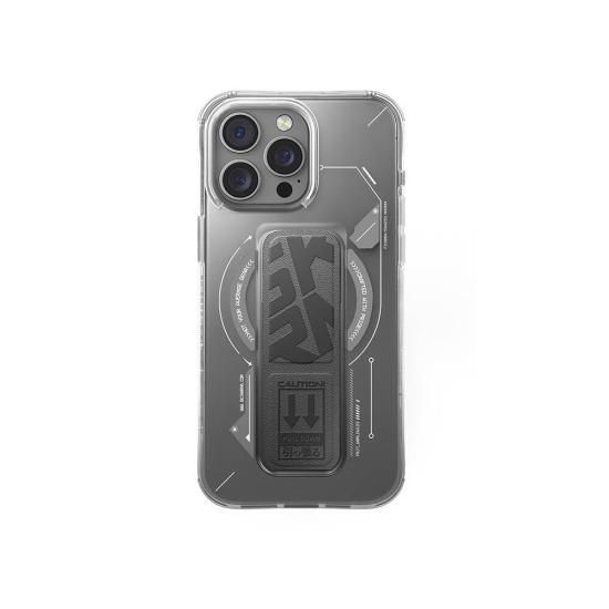 iPhone Uyumlu 16 Pro Kılıf M-safe Şarj Özellikli Teknoloji Desenli Standlı Skinarma Helio Kapak