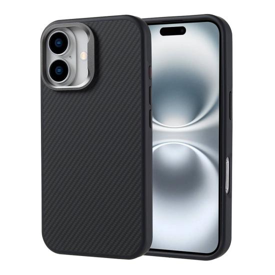 iPhone Uyumlu 16 Plus Kılıf M-safe Şarj Özellikli Karbon Fiber Görünümlü Zore Troy Kapak