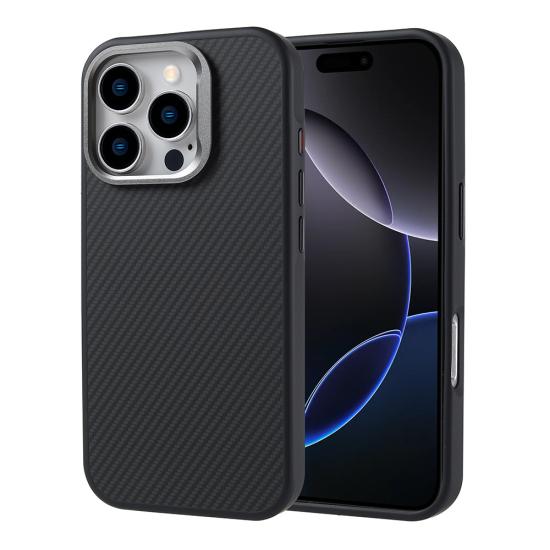 iPhone Uyumlu 16 Pro Max Kılıf M-safe Şarj Özellikli Karbon Fiber Görünümlü Zore Troy Kapak