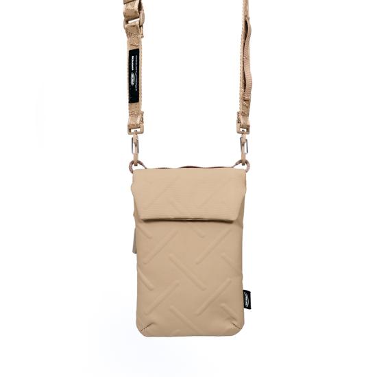 Skinarma Sling Pouch Juno Cross-Hatch Desenli Naylon Scout Boyun Askı Kayışlı Çapraz Vücut Çantası-Haki