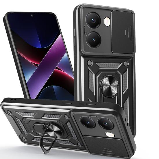 Xiaomi Uyumlu  Poco X7 Pro Kılıf Magnetik Standlı Kamera Korumalı Zore Sürgülü Vega Kapak