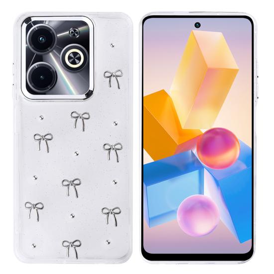 İnfinix Hot 40i Kılıf Airbag Tasarımlı Simli Şeffaf Zore Kutup Kapak