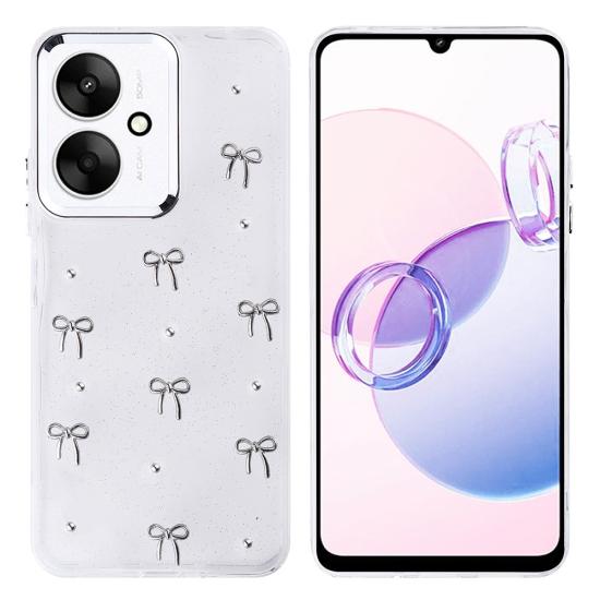 Xiaomi Uyumlu  Poco C65 Kılıf Airbag Tasarımlı Simli Şeffaf Zore Kutup Kapak