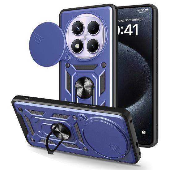 Xiaomi Uyumlu  Redmi Note 14 Pro 4G Kılıf Magnetik Standlı Kamera Korumalı Zore Sürgülü Vega Kapak
