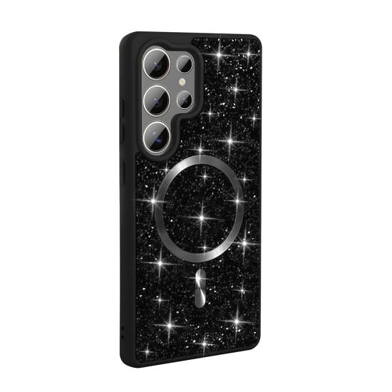 Galaxy Uyumlu S25 Ultra Kılıf Pırlanta Tasarımlı M-safe Şarj Özellikli Zore Mozaik Silikon Kapak