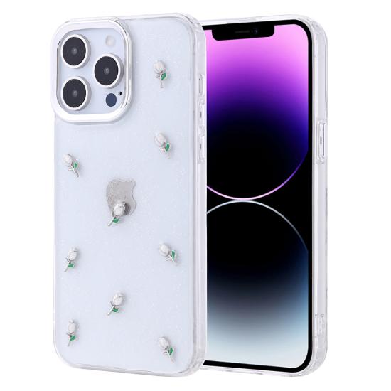 iPhone Uyumlu 14 Pro Max Kılıf Airbag Tasarımlı Simli Şeffaf Zore Kutup Kapak
