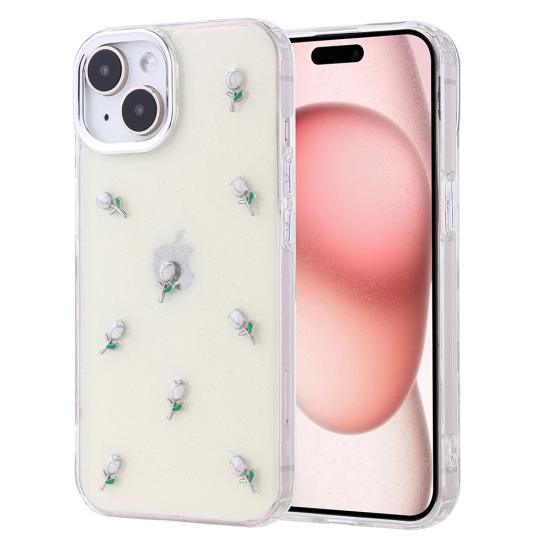 iPhone Uyumlu 15 Kılıf Airbag Tasarımlı Simli Şeffaf Zore Kutup Kapak