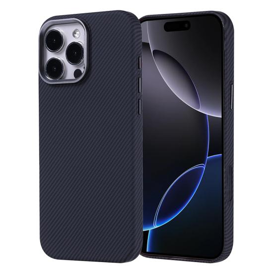 iPhone Uyumlu 16 Pro Kılıf Magsafe Şarj Özellikli Karbon Fiber Görünümlü Zore Nekst Kapak