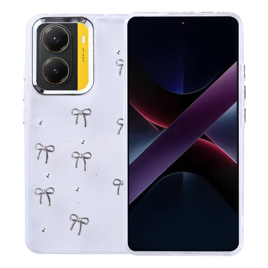 Xiaomi Uyumlu  Poco X7 Pro Kılıf Airbag Tasarımlı Simli Şeffaf Zore Kutup Kapak