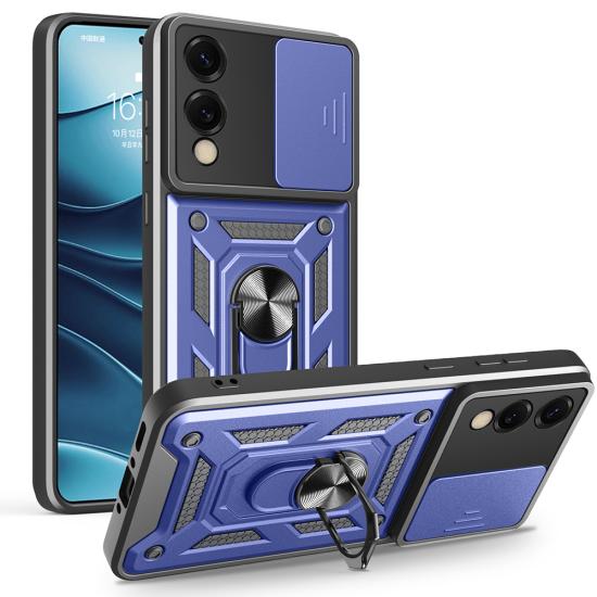 Galaxy Uyumlu S25 Edge Kılıf Magnetik Standlı Kamera Korumalı Zore Sürgülü Vega Kapak