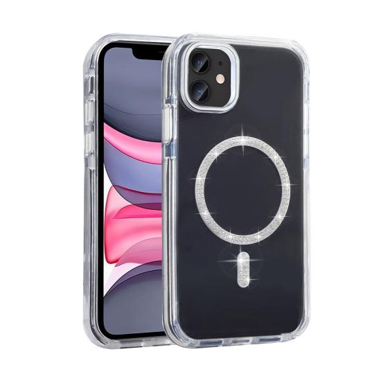 iPhone Uyumlu 11 Kılıf Taşlı Tasarım M-safe Şarj Özellikli Zore Koment Silikon Kapak