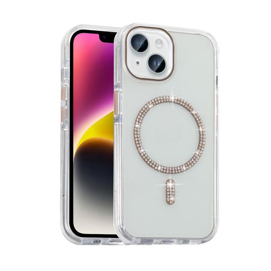 iPhone Uyumlu 13 Kılıf Taşlı Tasarım M-safe Şarj Özellikli Zore Koment Silikon Kapak