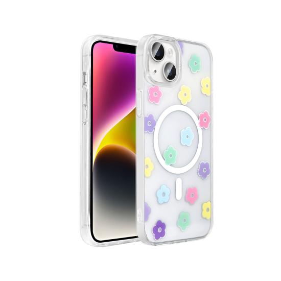 iPhone Uyumlu 14 Kılıf M-Safe Şarj Özellikli Şeffaf Zore Folk Sert Kapak