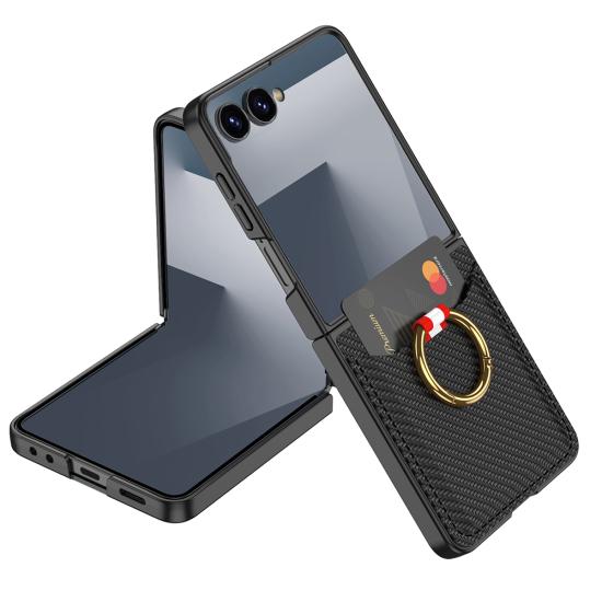 Galaxy Uyumlu Z Flip 7 Zore Kıpta Yüzüklü Kartlıklı Kapak