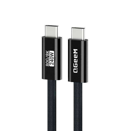 Qgeem QG05 Type-C to Type-C USB5 PD Data Kablosu 240W 80Gbps 8K@60Hz 1.2 Metre