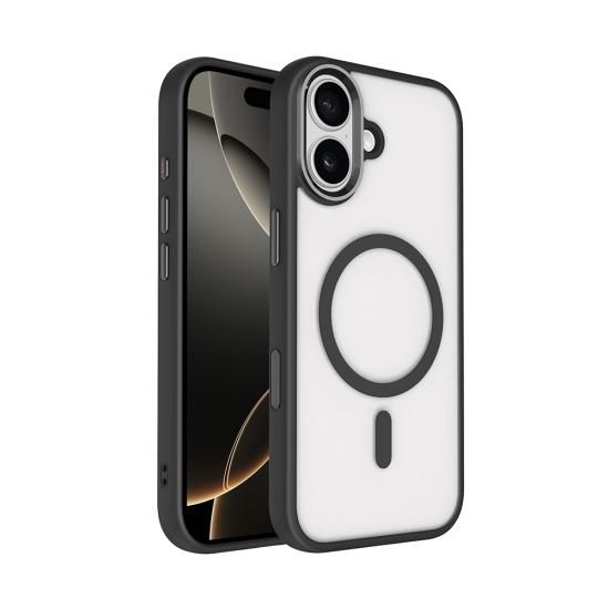 iPhone Uyumlu 17 Kılıf Wireless Şarj Özellikli Zore Krom M-safe Silikon Kapak