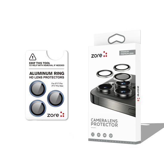 iPhone Uyumlu 17 Pro Max Zore CL-12 Premium Safir Parmak İzi Bırakmayan Anti-Reflective Kamera Lens Koruyucu