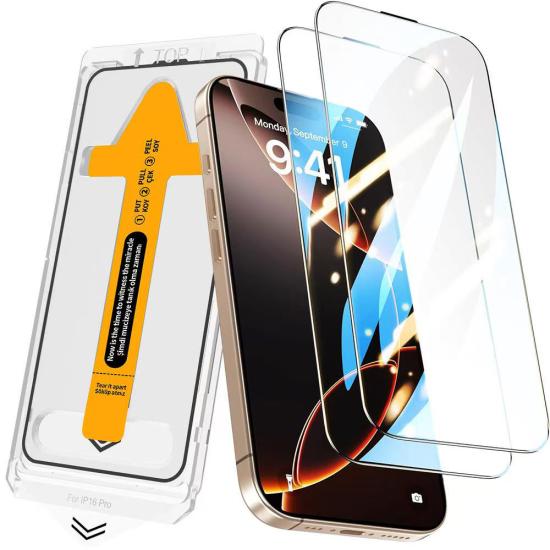 iPhone Uyumlu 14 Pro Max Zore 3D Oliv HD Temperli Cam Ekran Koruyucu + Kolay Uygulama Aparatı