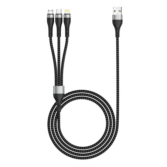 Zore ZR-43 3in1 USB-A to Lightning – Type-C – Micro Şarj ve Data Kablosu 20W 1.5M