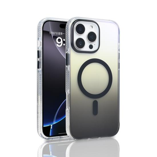 iPhone Uyumlu 16 Pro Max Kılıf M-safe Şarj Özellikli Transparan Renk Geçişli Zore Toros Kapak