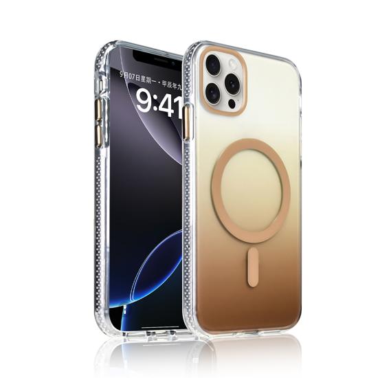 iPhone Uyumlu 15 Pro Max Kılıf M-safe Şarj Özellikli Transparan Renk Geçişli Zore Toros Kapak