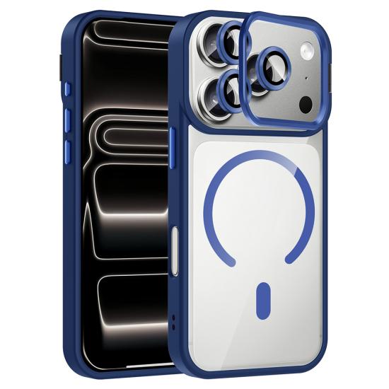 iPhone Uyumlu 17 Pro Kılıf Standlı ve Kamera Lens Hediyeli M-Safe Şarj Özellikli Zore Etro Kapak