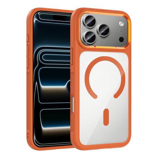 iPhone Uyumlu 17 Pro Kılıf M-Safe Şarj Özellikli Metal Kamera Çerçeveli Zore Tiko Kapak