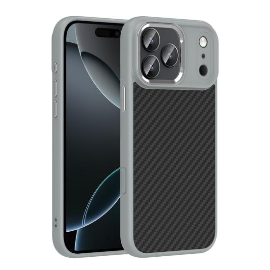 iPhone Uyumlu 17 Pro Kılıf M-Safe Şarj Özellikli Karbon Fiber Görünümlü Zore Truva Silikon Kapak