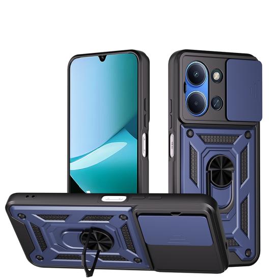 Xiaomi Uyumlu  Redmi 15C Kılıf Magnetik Standlı Kamera Korumalı Zore Sürgülü Vega Kapak