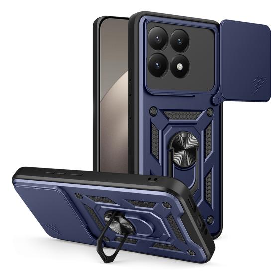 Xiaomi Uyumlu  15T Kılıf Magnetik Standlı Kamera Korumalı Zore Sürgülü Vega Kapak
