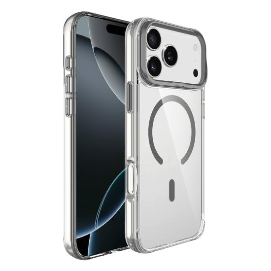 iPhone Uyumlu 17 Pro Max Kılıf M-safe Şarj Özellikli Airbagli Kamera Standlı Zore Azor Kapak