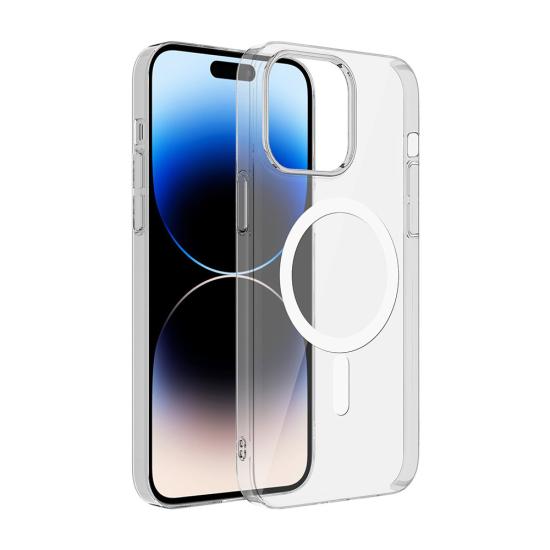 iPhone Uyumlu 15 Kamera Korumalı M-Safe Şarj Özellikli Şeffaf Zore London Sert PC Kapak