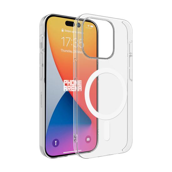 iPhone Uyumlu 15 Pro Max Kamera Korumalı M-Safe Şarj Özellikli Şeffaf Zore London Sert PC Kapak