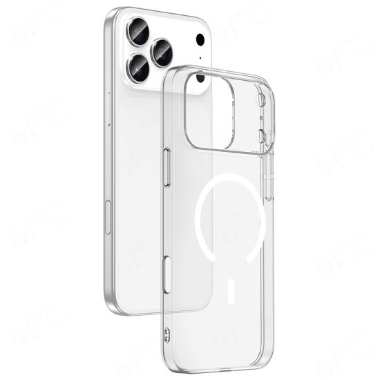 iPhone Uyumlu 17 Pro Max Kamera Korumalı M-Safe Şarj Özellikli Şeffaf Zore London Sert PC Kapak