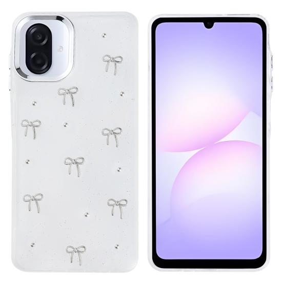 Galaxy Uyumlu A07 Kılıf Airbag Tasarımlı Simli Şeffaf Zore Kutup Kapak