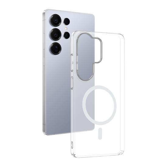 Galaxy Uyumlu S26 Ultra Kamera Korumalı M-Safe Şarj Özellikli Şeffaf Zore London Sert PC Kapak