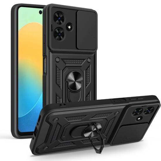 Tecno Spark Go 2 Kılıf Magnetik Standlı Kamera Korumalı Zore Sürgülü Vega Kapak