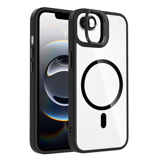 iPhone Uyumlu 17E Kılıf Standlı ve Kamera Lens Hediyeli M-Safe Şarj Özellikli Zore Etro Kapak
