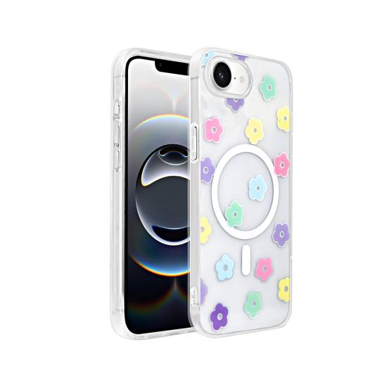 iPhone Uyumlu 17E Kılıf M-Safe Şarj Özellikli Şeffaf Zore Folk Sert Kapak