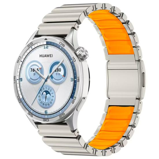 Huawei Uyumlu GT4 46mm Zore KRD-151 22mm Metal Silikon Kordon