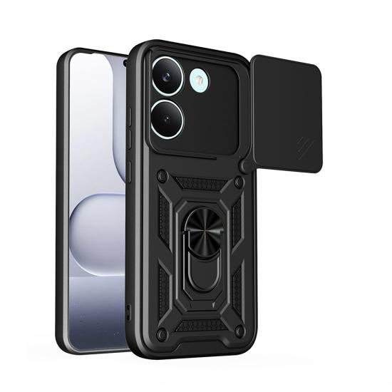Xiaomi Uyumlu Poco X8 Pro Kılıf Magnetik Standlı Kamera Korumalı Zore Sürgülü Vega Kapak