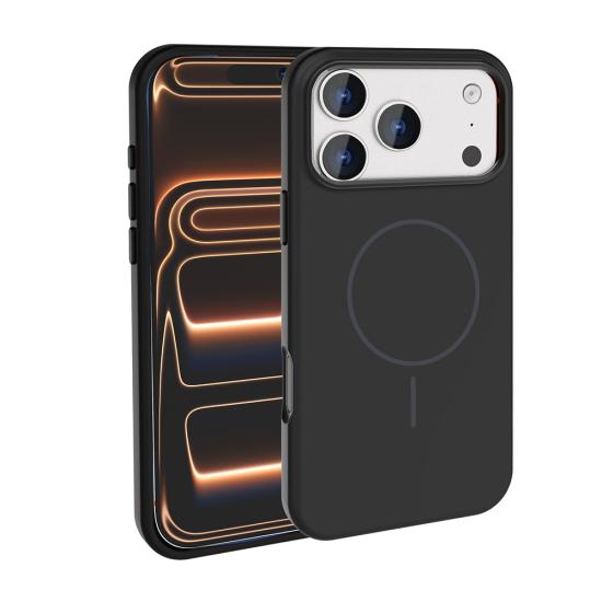 iPhone Uyumlu 18 Pro Kılıf M-Safe Şarj Özellikli Metal Kamera Çerçeveli Zore Edi Silikon Kapak